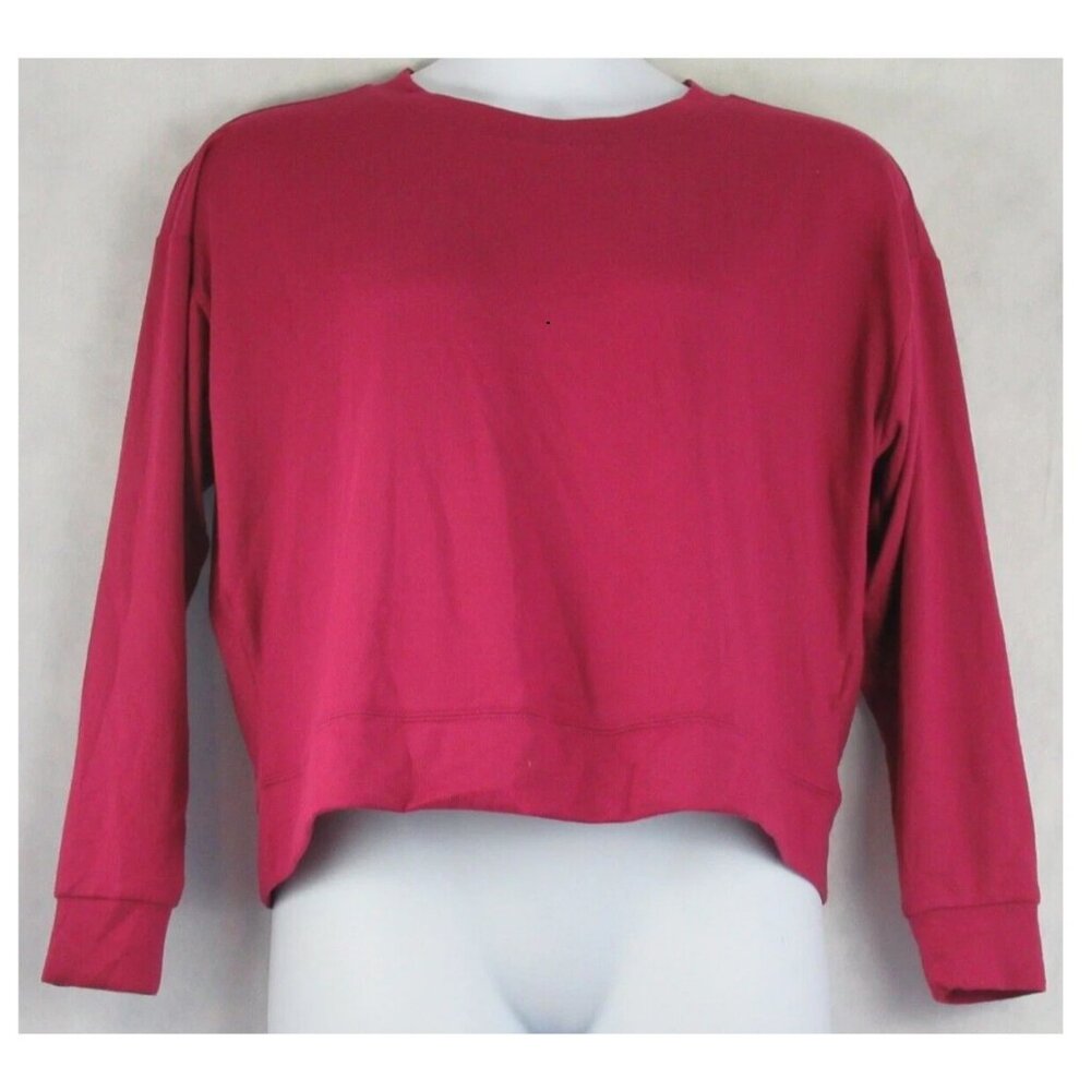 Jenni Women's Soft Knit Long Sleeve Pajama Top, Maroon Dark Red, Medium